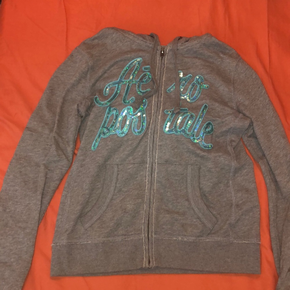 Aeropostale Zip Up Gray Hoodie